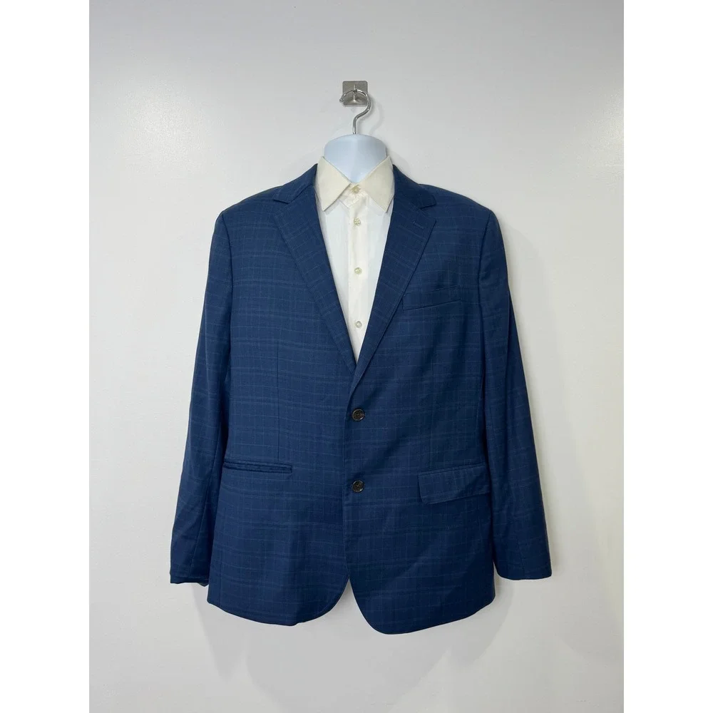 Bonobos Men Blue Glen Plaid Wool Blend Athletic Fit Blazer 42R